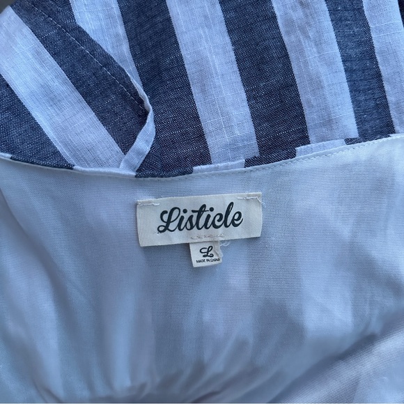 Listicle Striped Linen Wrap Sleeveless Maxi Dress LARGE - Picture 3 of 8